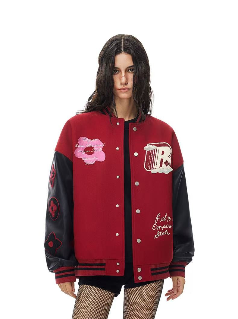 FDR R Logo Cloud Towel Embroidered Varrsity Jacket