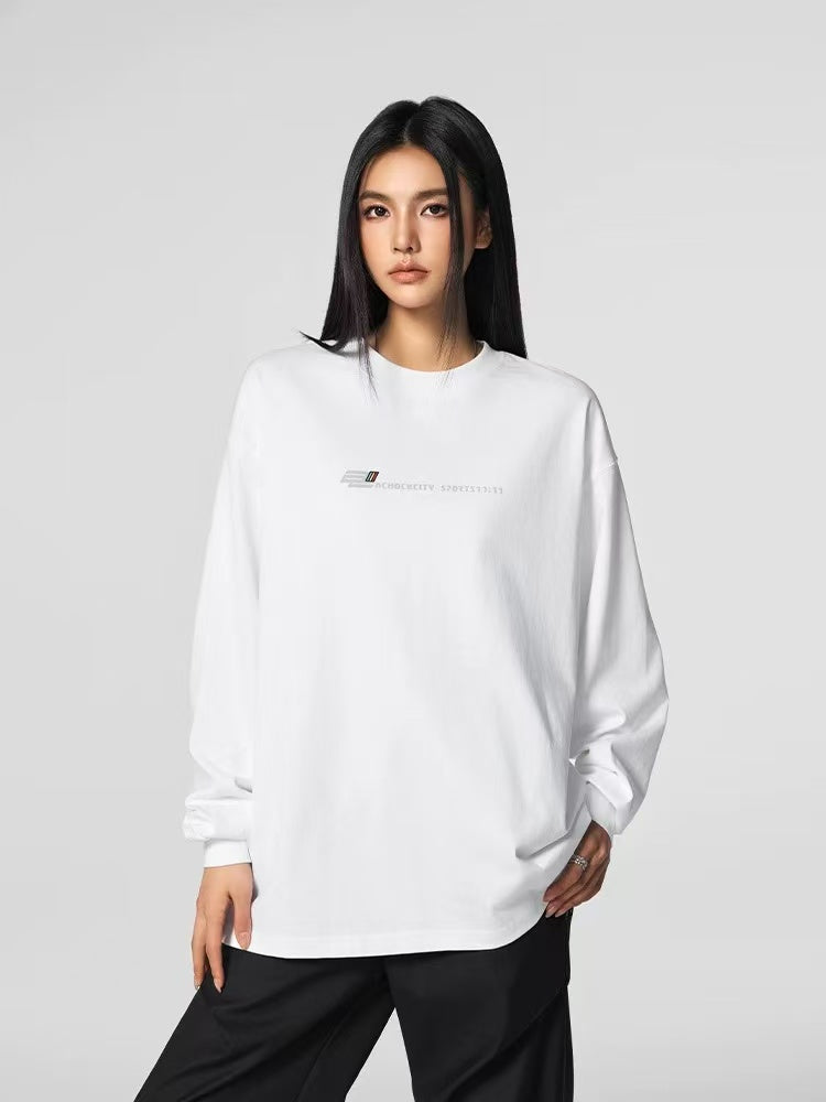 ACHOCK Solid Color Letter Print Long-sleeve T-shirt