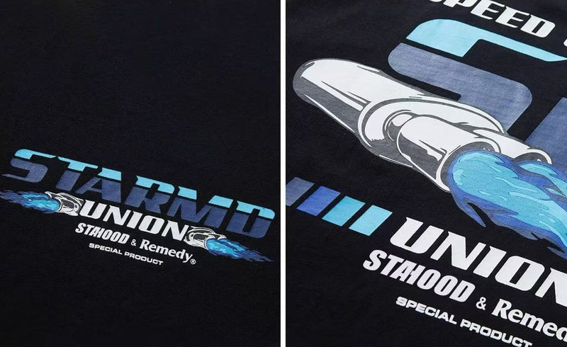 REMEDYxSTA SR Car Engine Printed Short-sleeve T-shirt