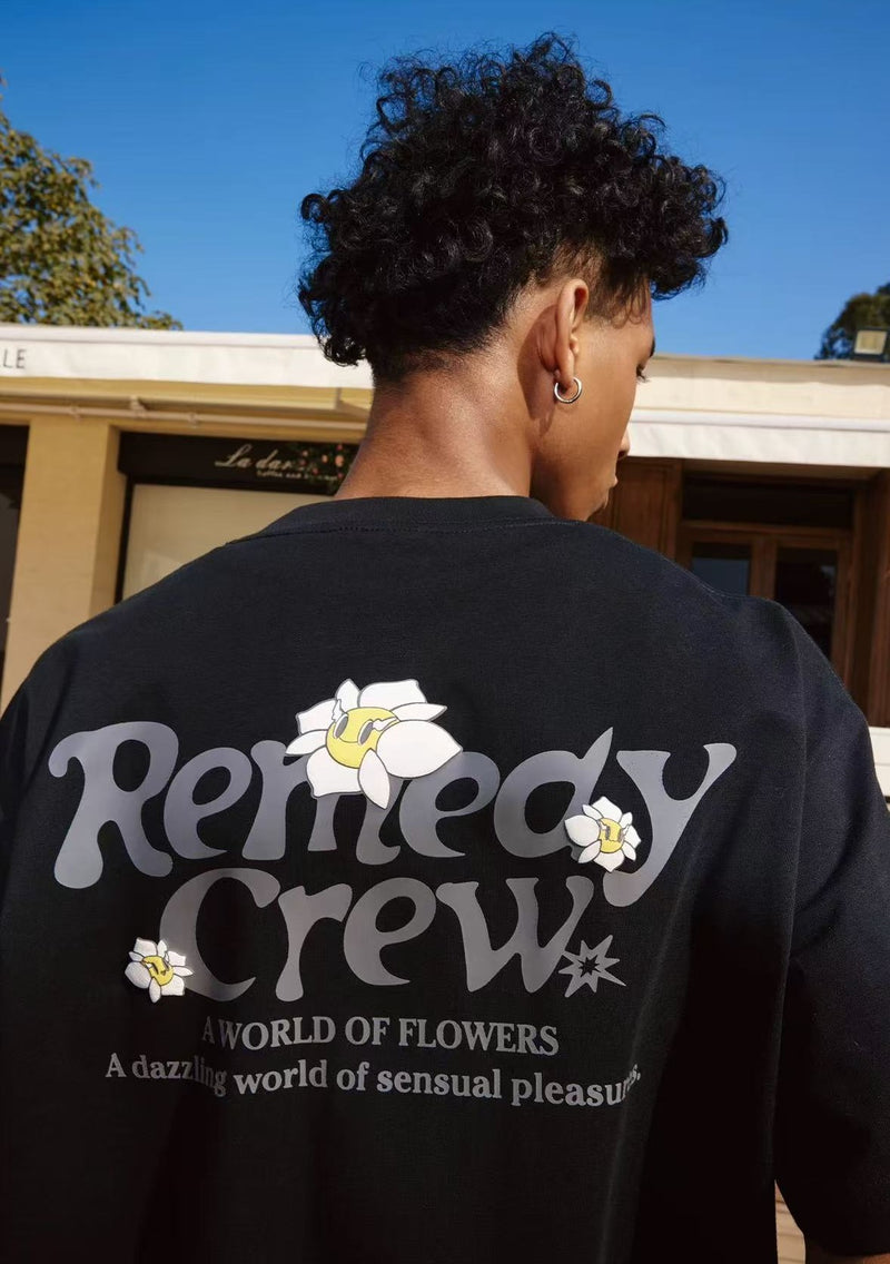 REMEDY Cartoon Floral Print Short-sleeve T-shirt