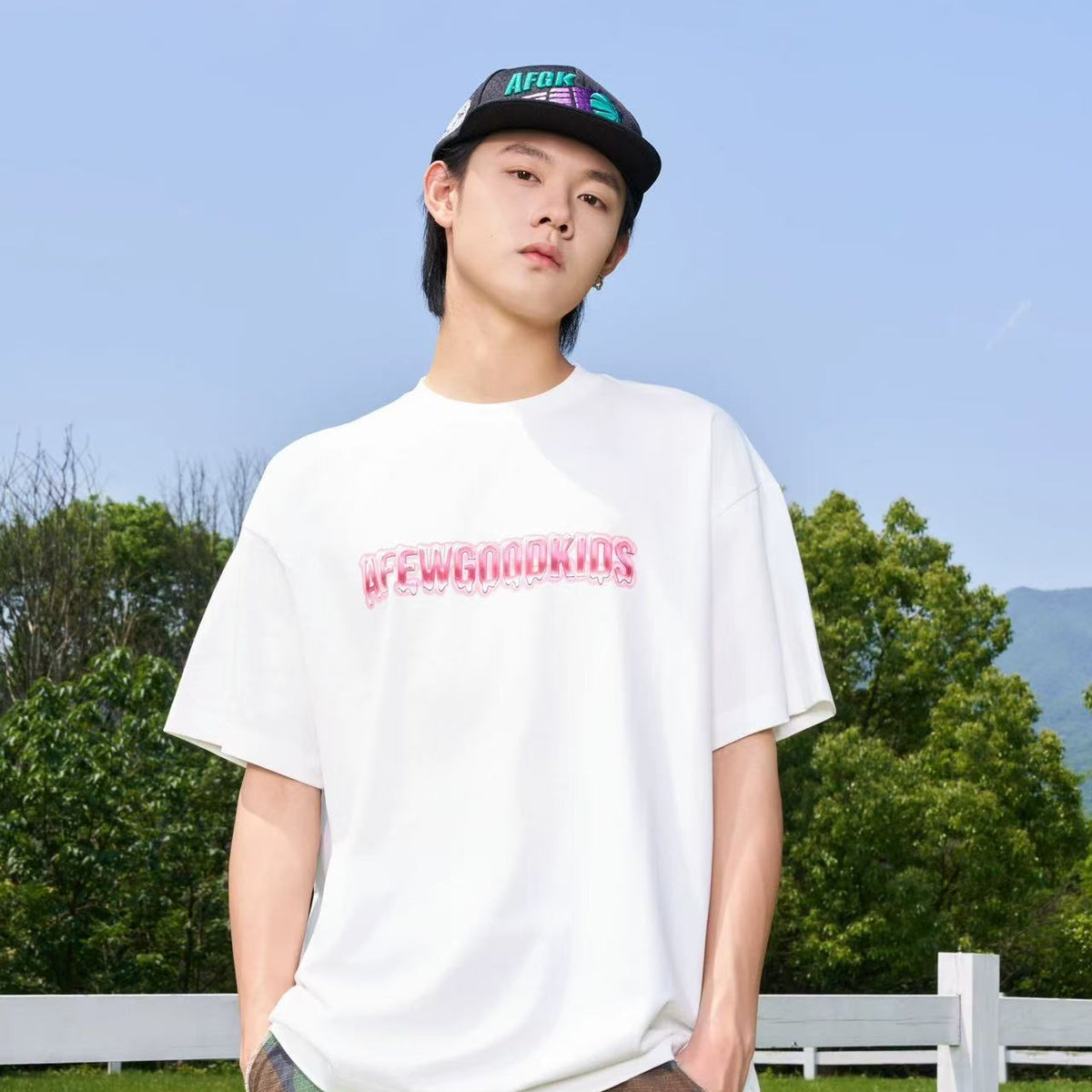 AFGK Liquid Font Printed Short-sleeved T-shirt