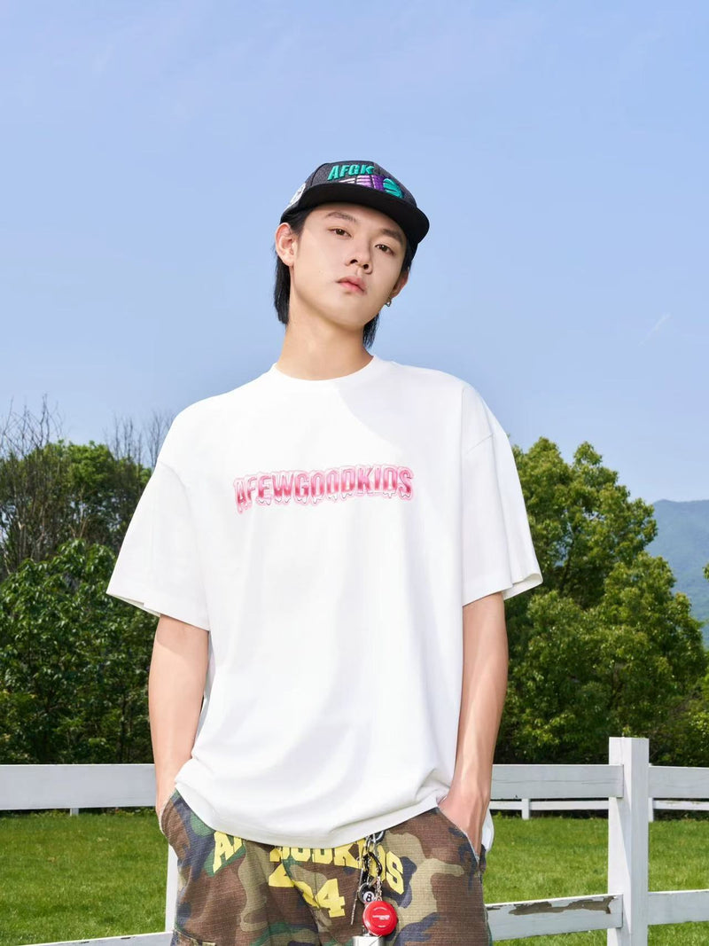 AFGK Liquid Font Printed Short-sleeved T-shirt