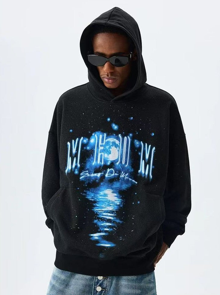 MEDM Blue Glitter Moon Reflection Hoodie