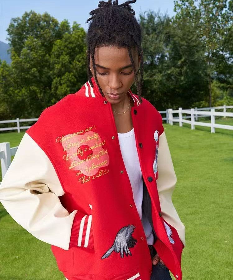 AFGK Dove Embroidered Baseball Jacket