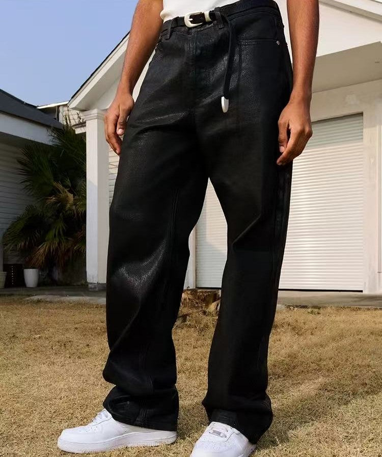 AFGK Casual Loose Wax Denims Pants