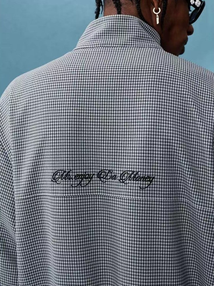 MEDM Houndstooth Stand Collar Casual Jacket