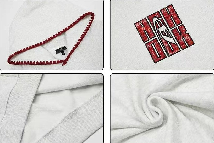 ACHOCK Retro Patch Embroidered Hoodie