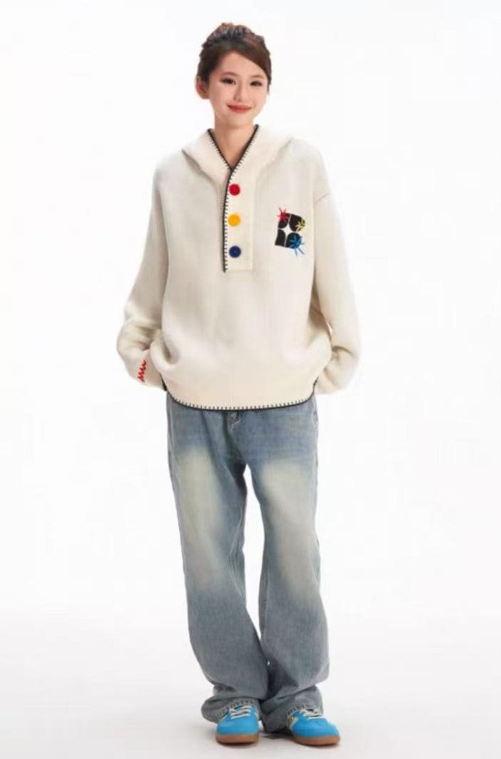 BIPOLAR Hyphenation Patch Embroidered Hooded Sweater