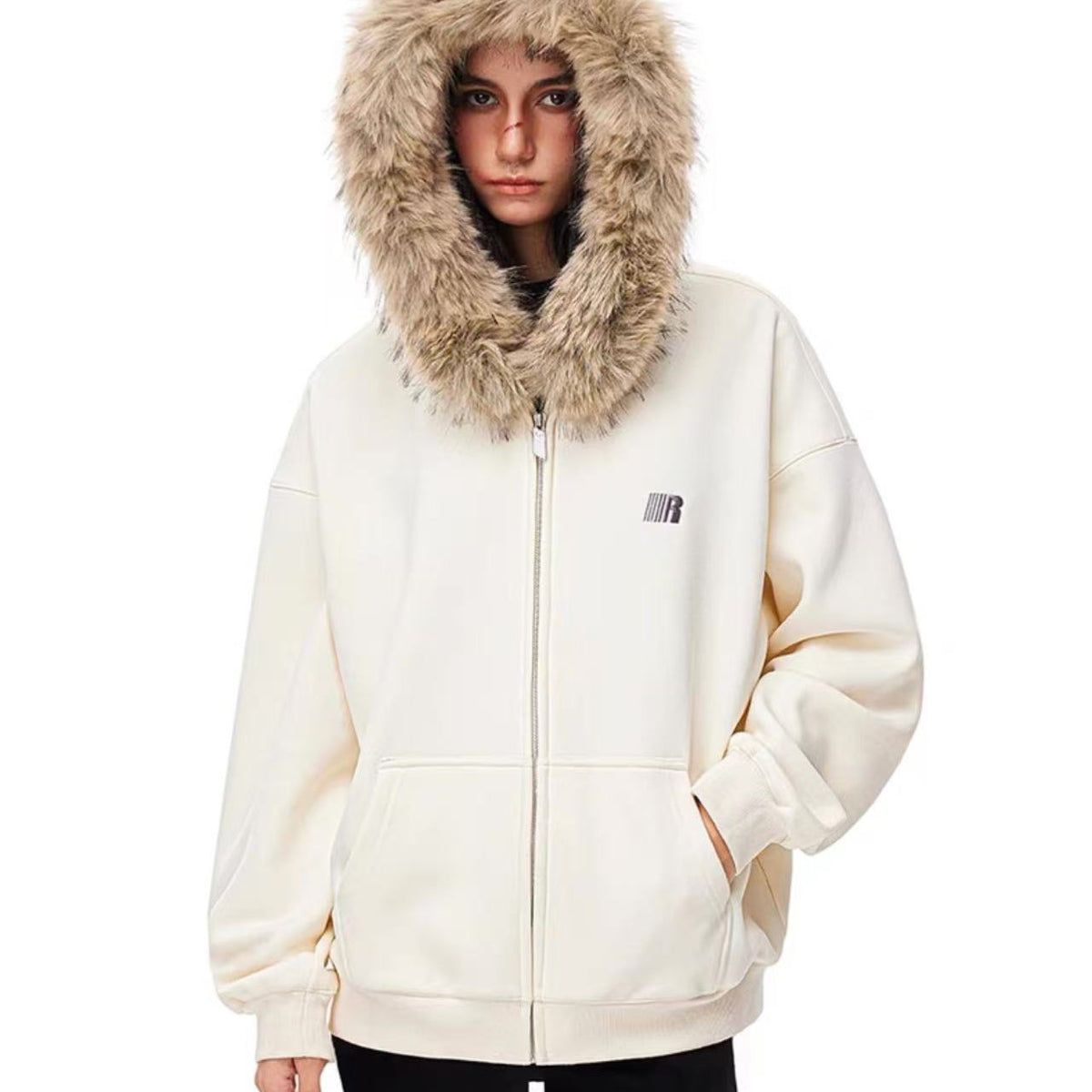 FDR Fur Collar Zipper Hoodie