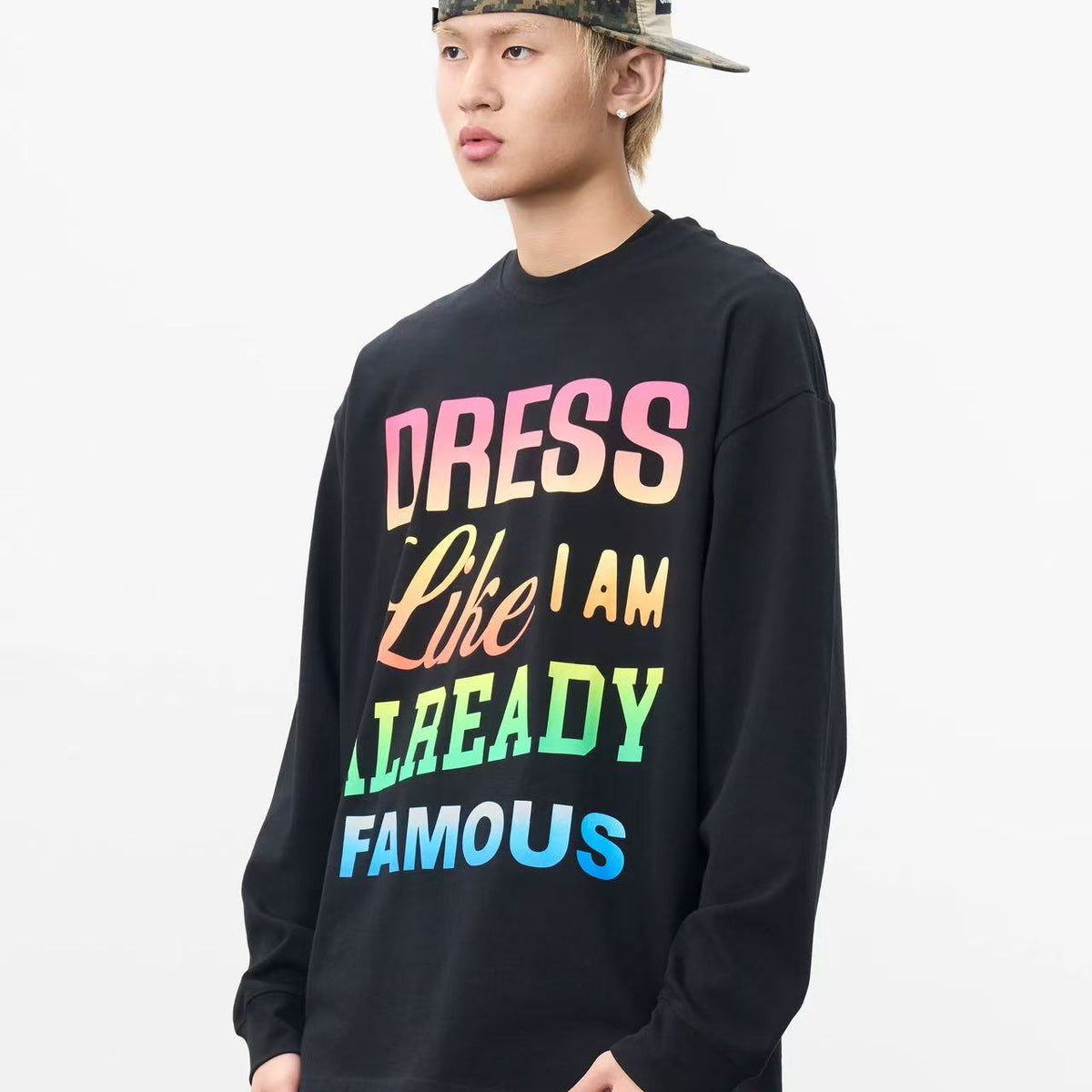 AFGK Color Gradient Slogan Long-sleeve T-Shirt