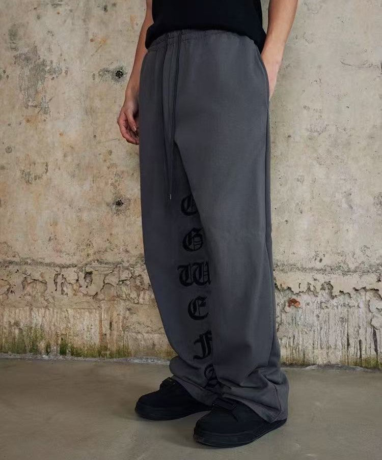AFGK Embroidered Washed Casual Sports Pants
