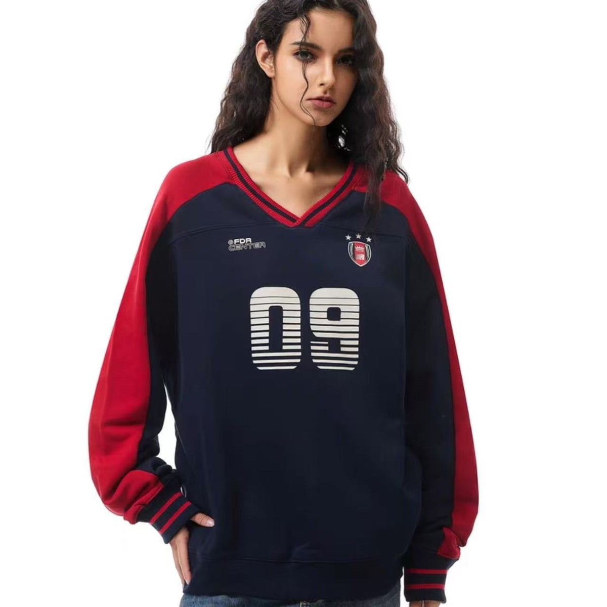 FDR 09 Printed V-neck Contrasting Sweatshirt