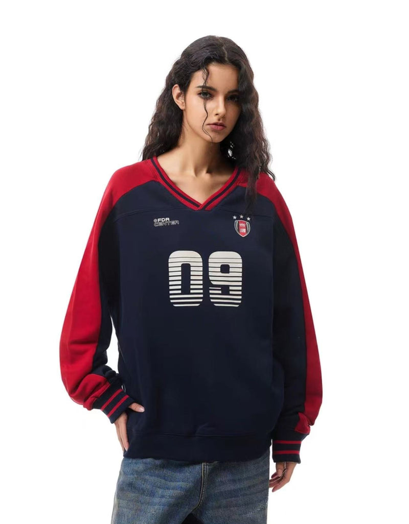 FDR 09 Printed V-neck Contrasting Sweatshirt