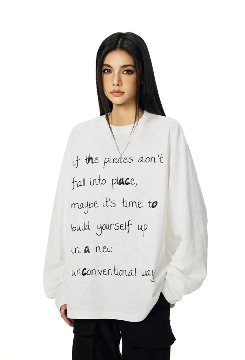 ACHOCK Bamboo Handwritten Printed Long-sleeve T-shirt