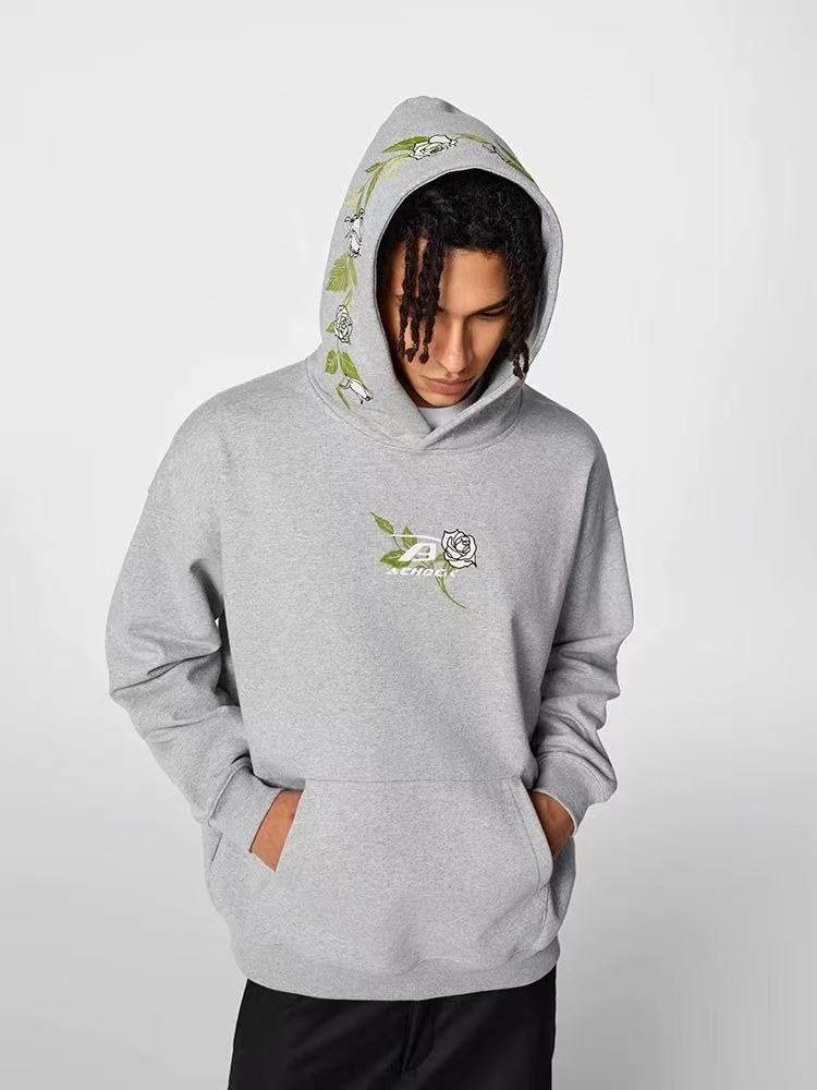 ACHOCK Floral Embroidered Retro Hoodie