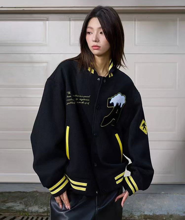 AFGK Yeti Logo Embroidered  Baseball Jacket