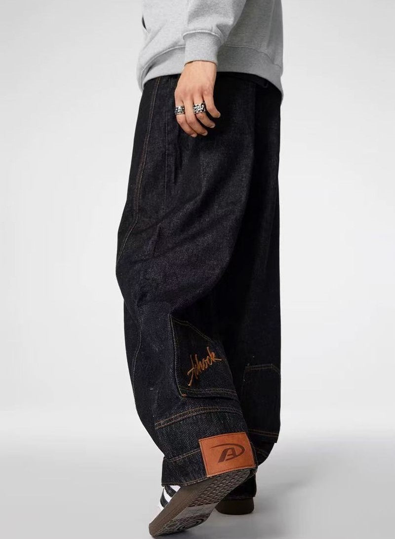 ACHOCK Washed Wide-leg Inverted Jeans