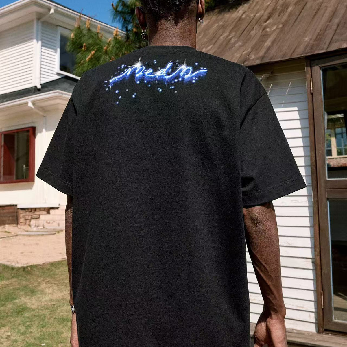 MEDM Heat-set Oil Printed Blue Tears Short-sleeved T-shirt