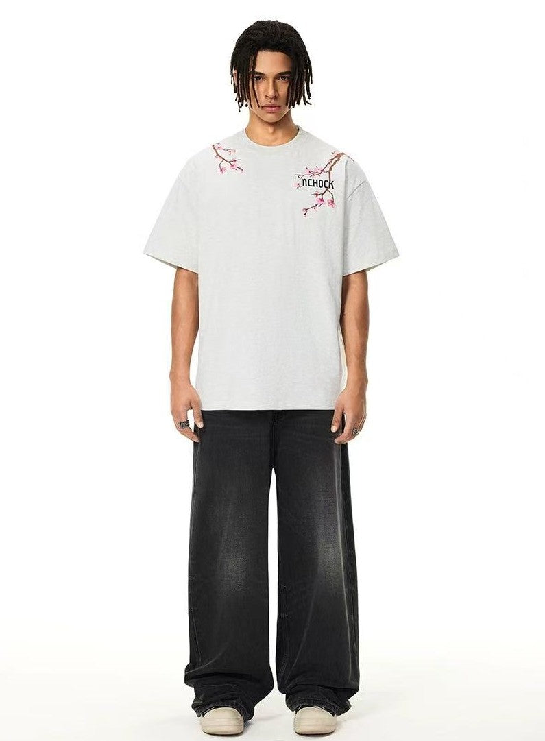 ACHOCK Branch Floral Embroidered T-shirt