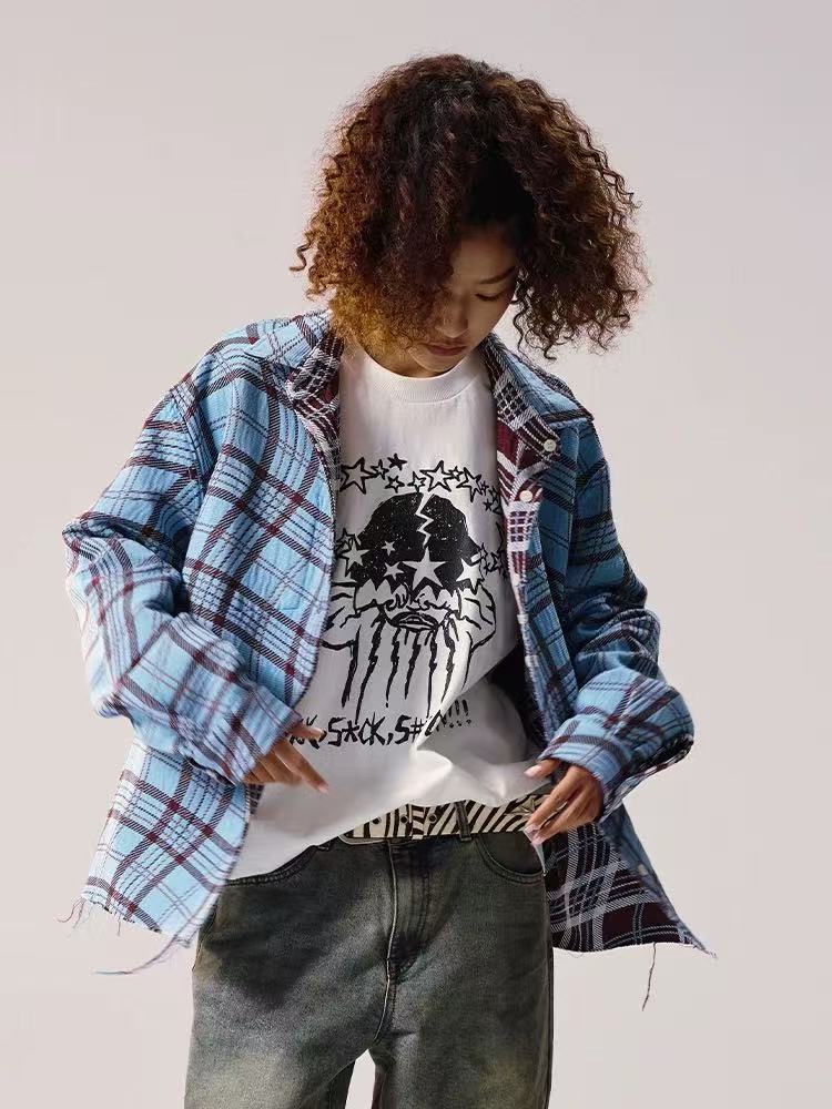 REMEDY Double-sided Plaid Pattern Long-sleeve Shirt