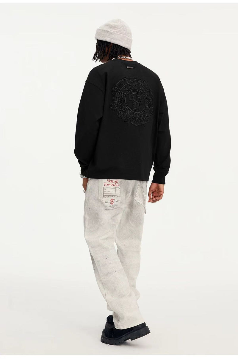 STK Vintage Circular Applique Embroidered Long-Sleeve T-Shirt