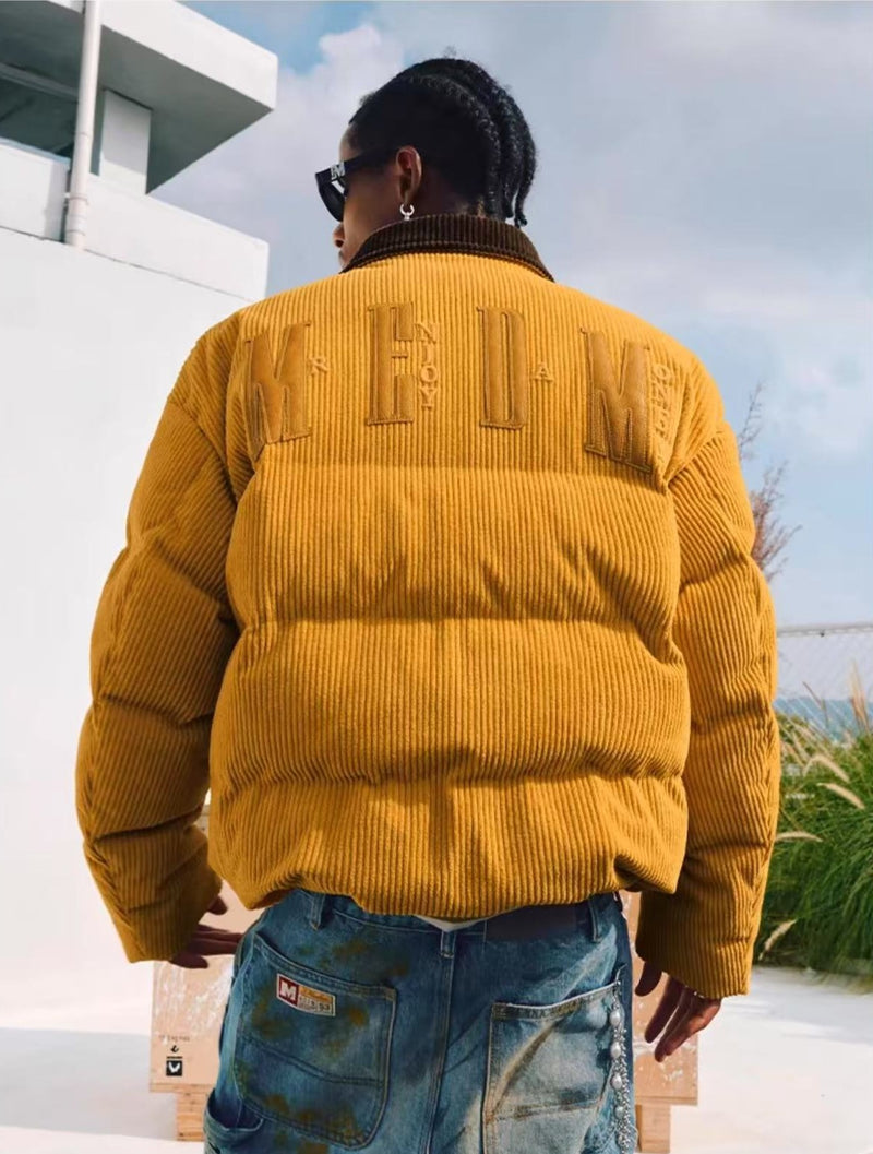 MEDM Corduroy Lapel Color Block Down Jacket