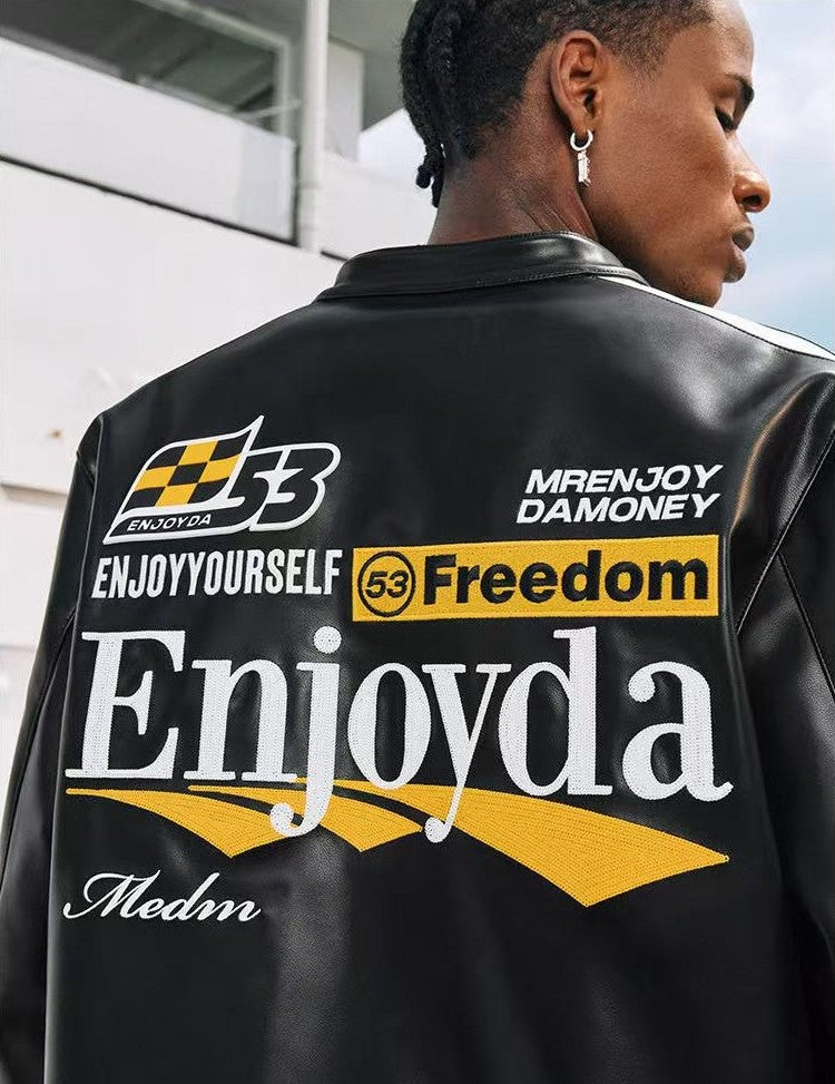 MEDM Retro Racing Leather Jacket