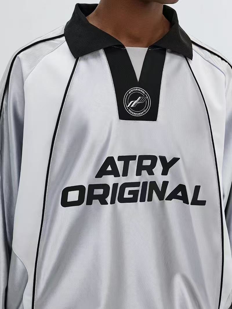 ATRY Contrast Color Patchwork Printed POLO Jersey