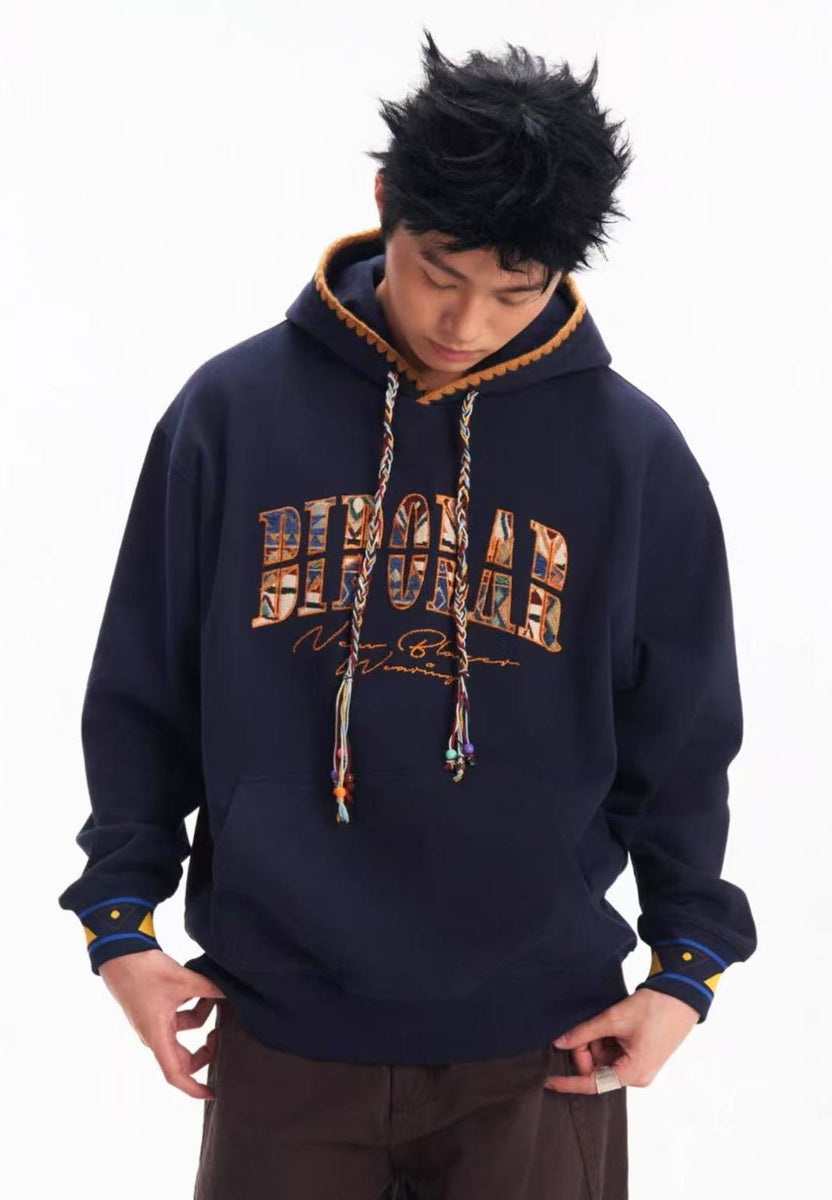 BIPOLAR Ethnic Style Patchwork Embroidery Hoodie