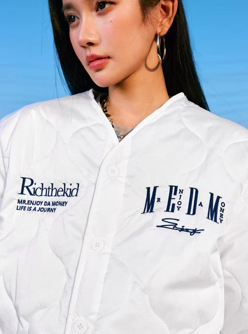 MEDM Embroidery Font Typesetting Cotton Coat