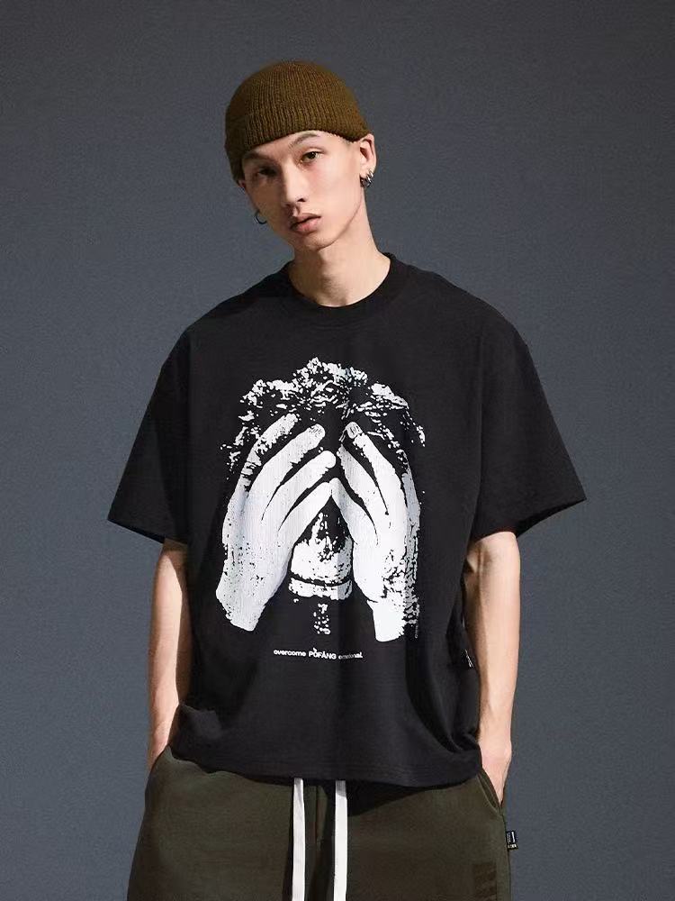 REMEDY Portrait Crackle Print Short-sleeved T-shirt