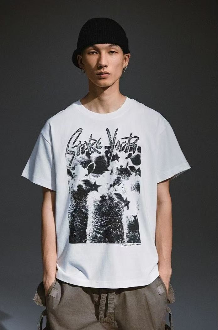 REMEDY Washed Distressed printing Short-sleeve T-shirt