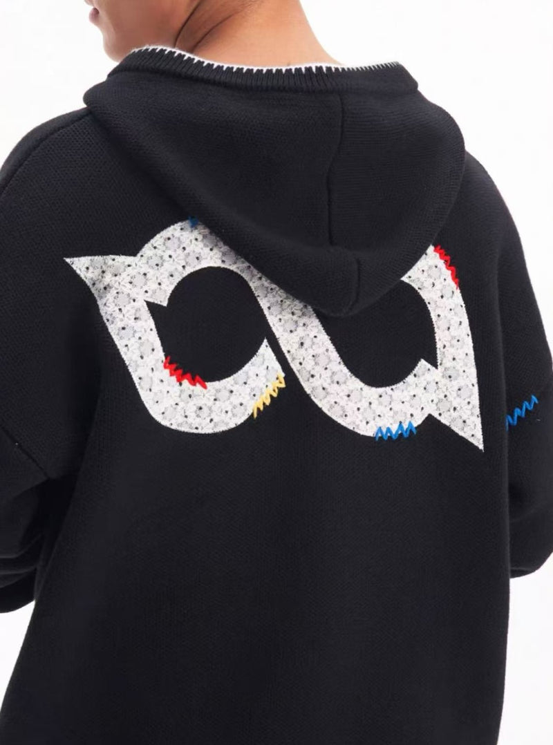 BIPOLAR Four-pointed Star Knitted Cardigan Zipper Sweater