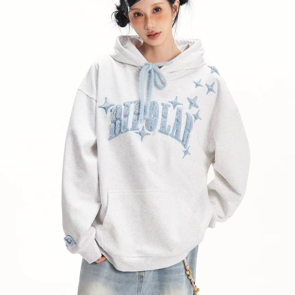 BIPOLAR Rabbit Mink Velvet Hyphenated Patch Hoodie