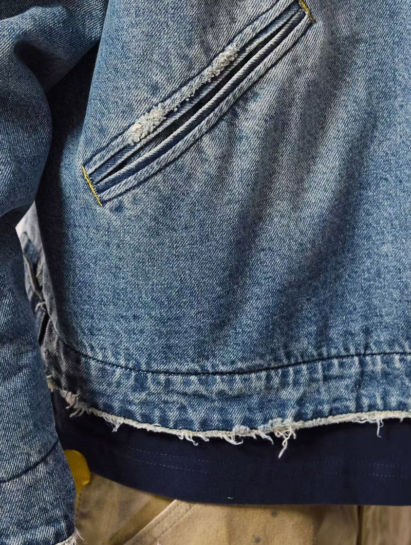 REMEDY Logo Embroidery Retro Denim Jacket