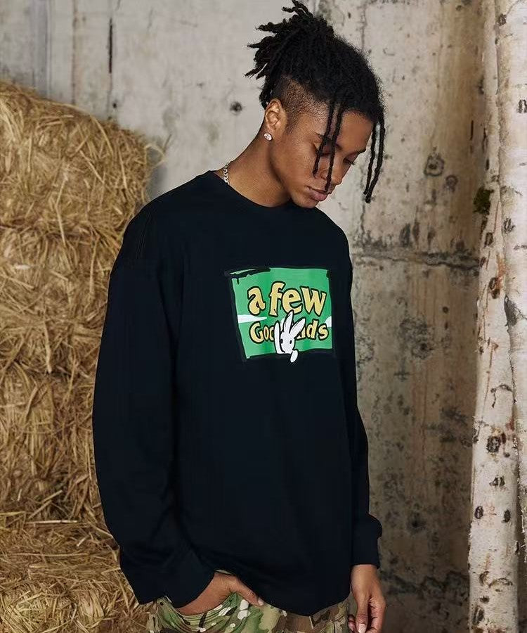 AFGK Rabbit Graffiti Print Long Sleeve T-Shirt