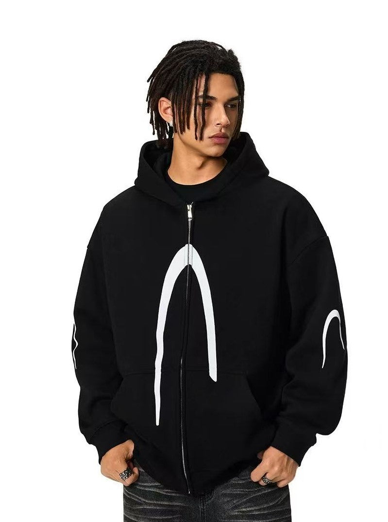 ACHOCK Hip Hop High Street Hooded Zipper Sweatshirt