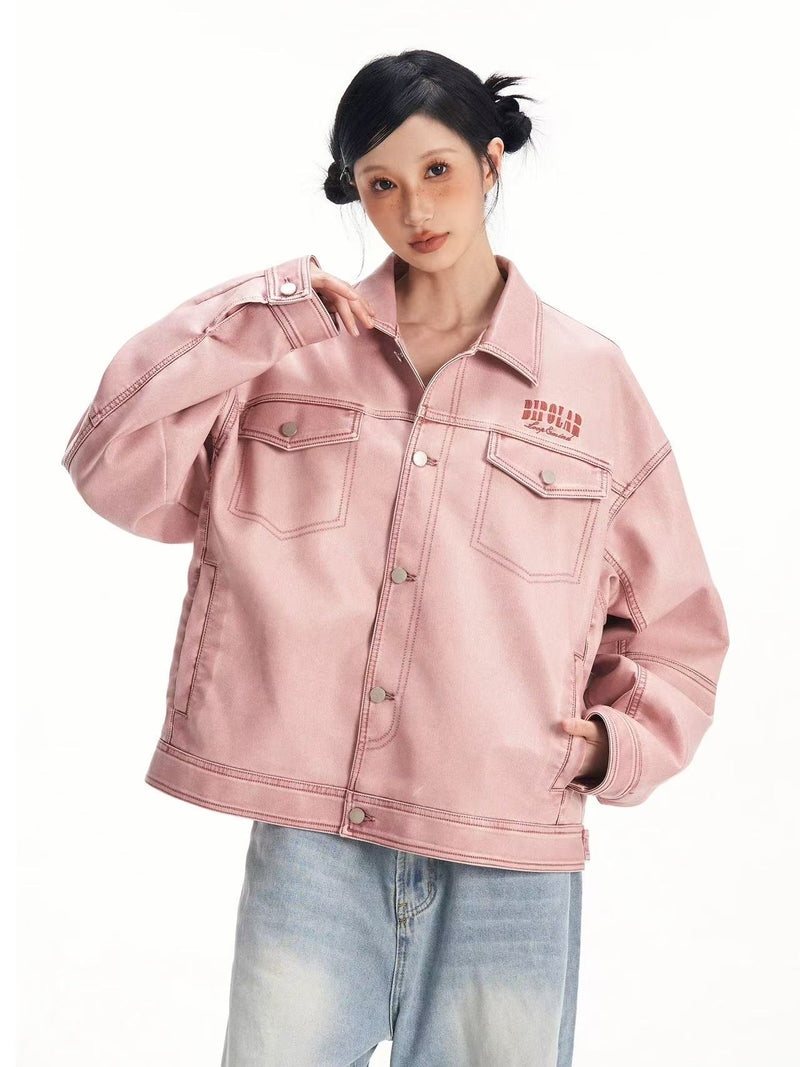 BIPOLAR Hyphenation Polished PU Leather Jacket