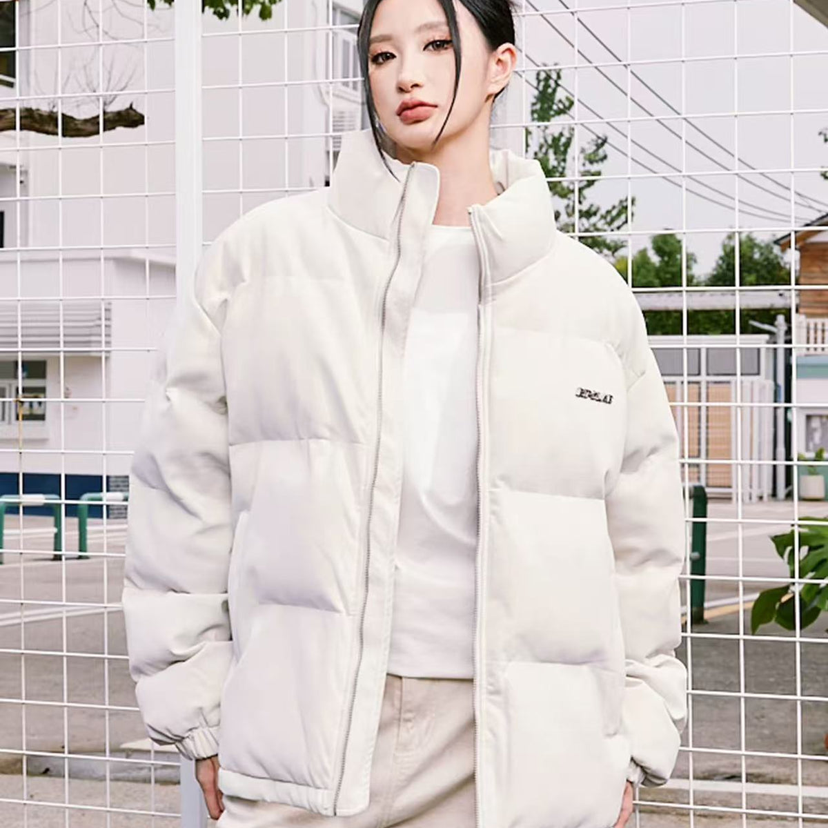 BIPOLAR Crocodile Pattern Metal Logo Cotton Jacket