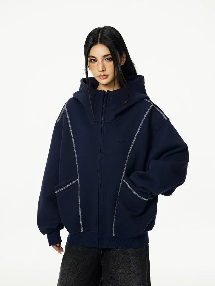 ACHOCK  Heavy Air Layer Cardigan Zipper Sweatshirt