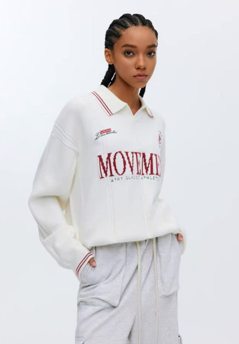 ATRY Contrast Embroidered POLO Striped Sweater