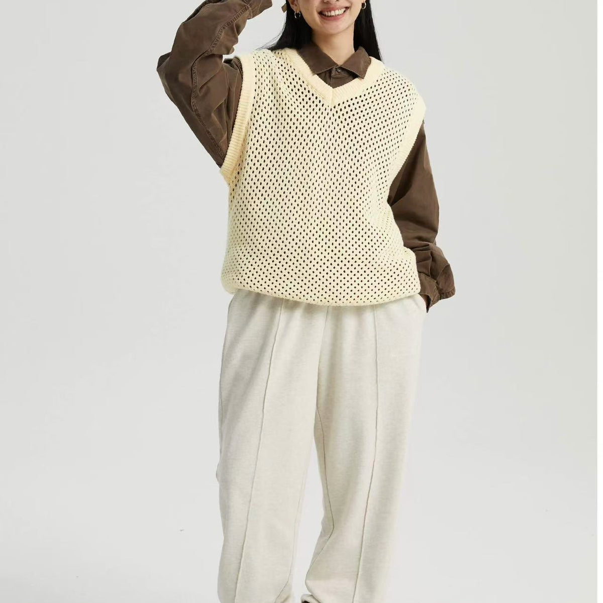 WASSUP Hollow V-neck Wool Vest