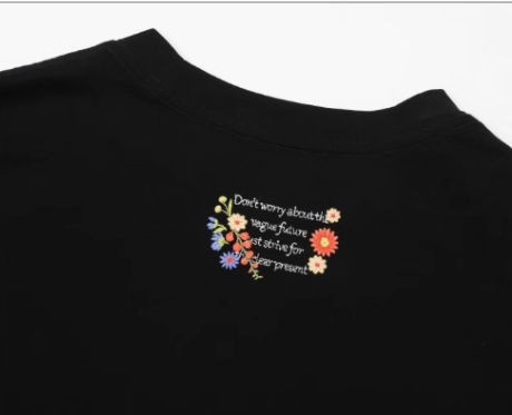 BIPOLAR Flower Embroidered Short-sleeve T-shirt