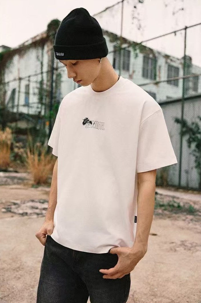 REMEDYxSTA Cartoon Dragon Print Short-sleeve T-shirt