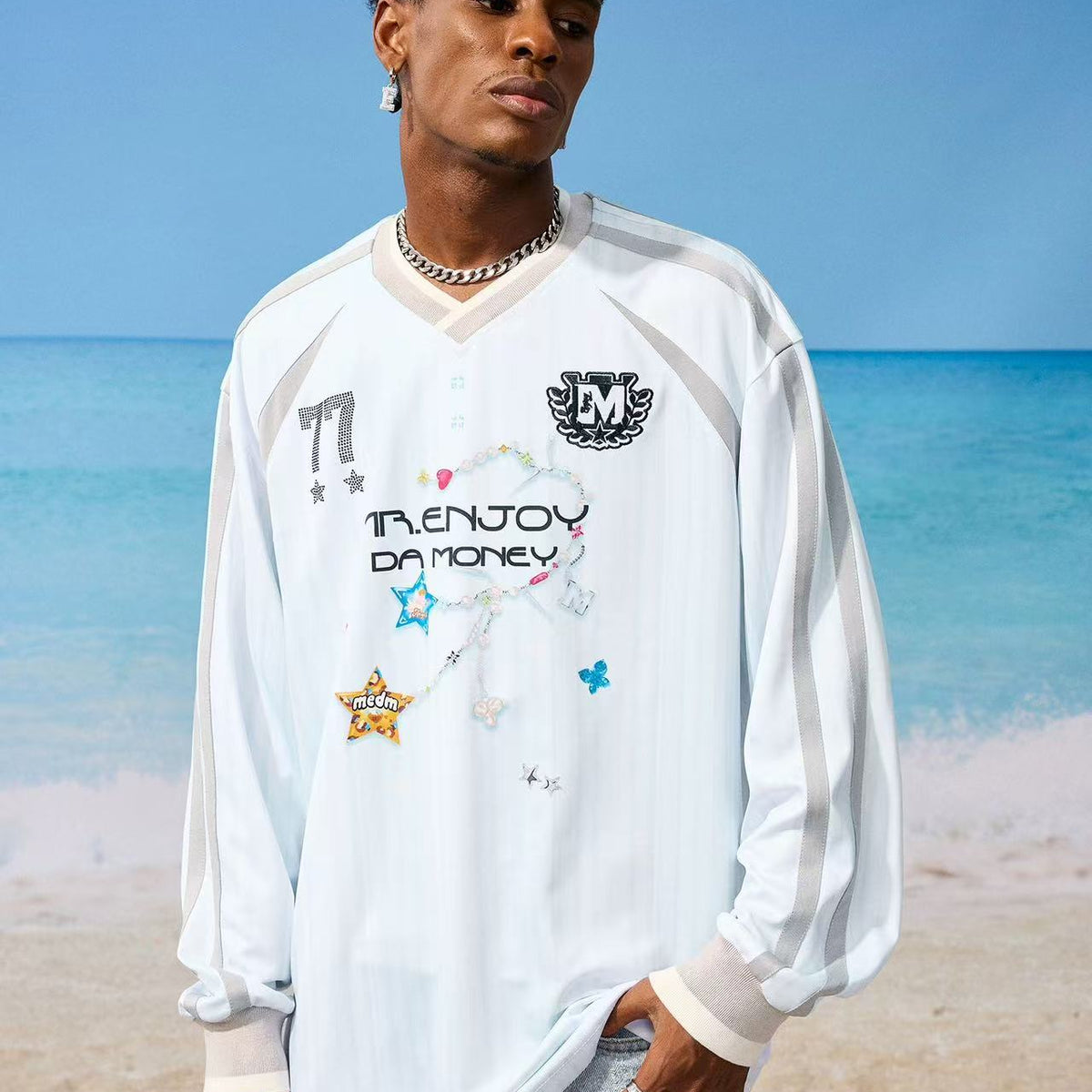 MEDM Necklace Design Long-sleeved T-shirt