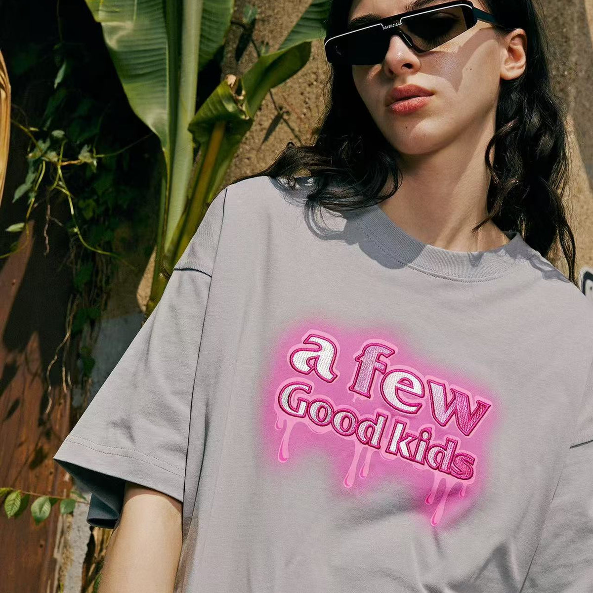AFGK Versatile Melted Syrup Letter Short-sleeves T- shirt