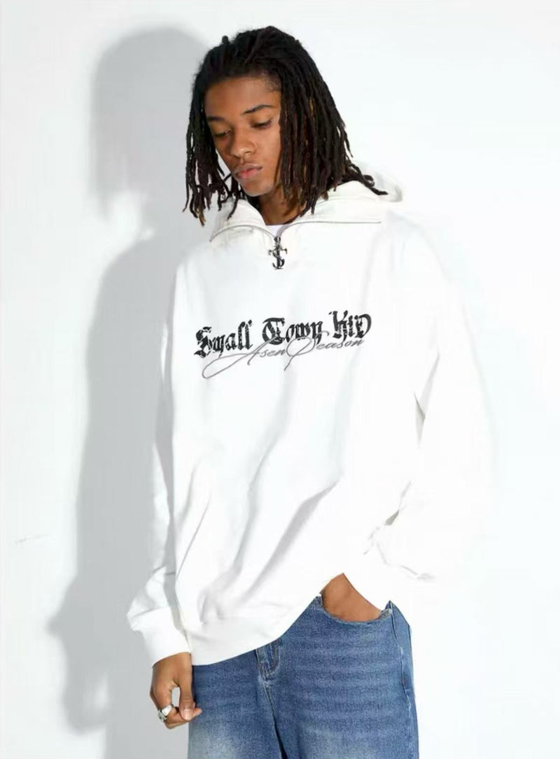 STK Hip-Hop Street Style Zipper Embroidered Hoodie