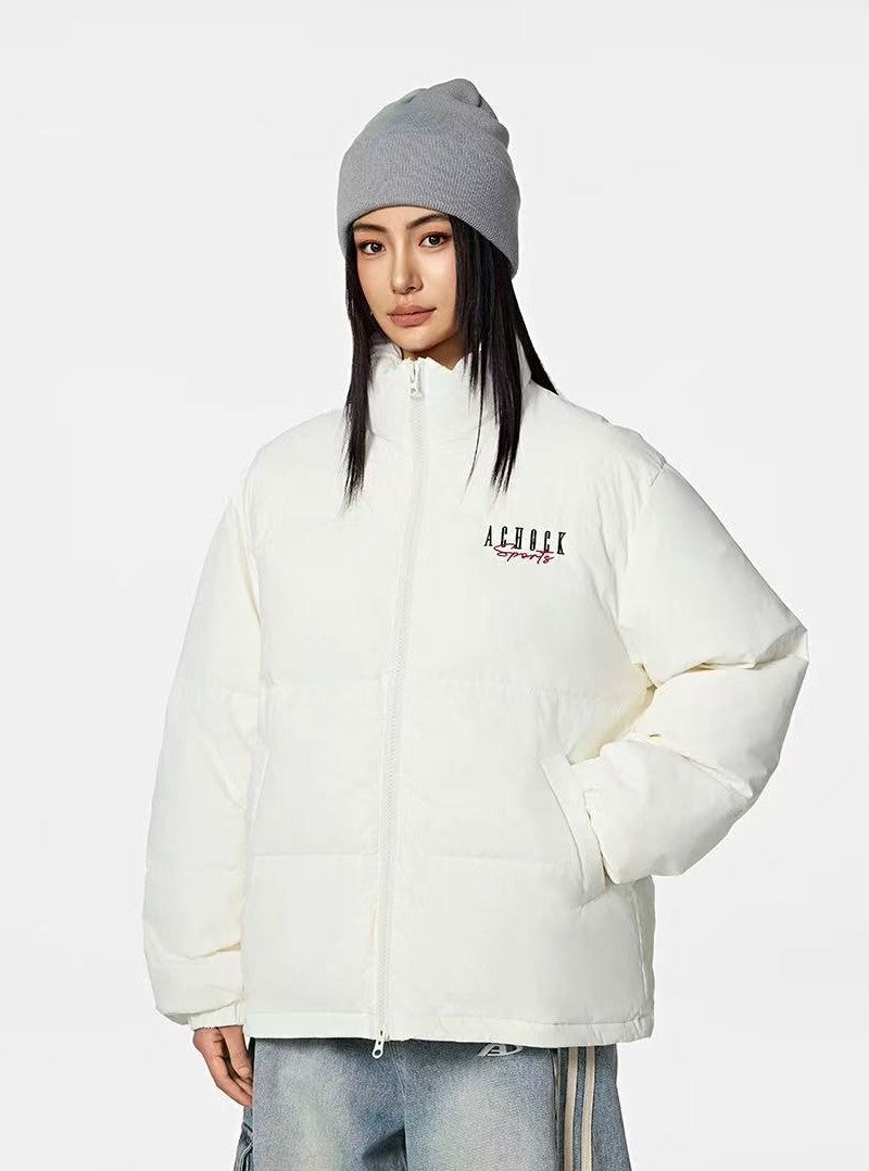 ACHOCK Logo Embroidered White Duck Down Jacket