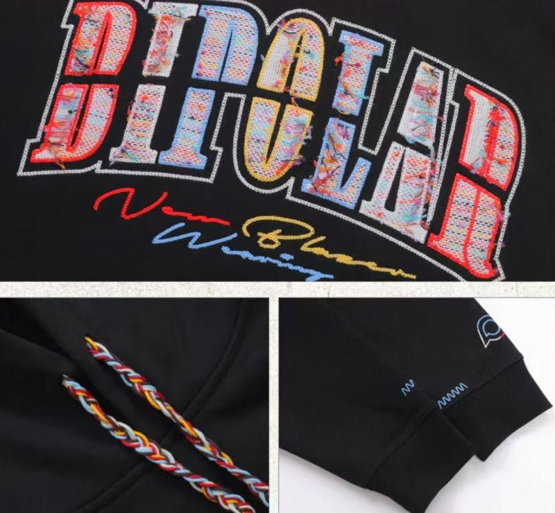 BIPOLAR Rainbow Tassel Appliqué Embroidered Hoodie