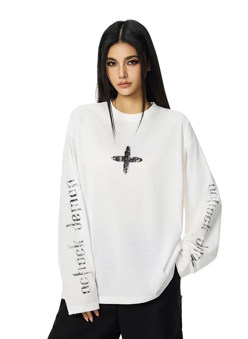 ACHOCK Retro Simple Cross Long-sleeved Tee